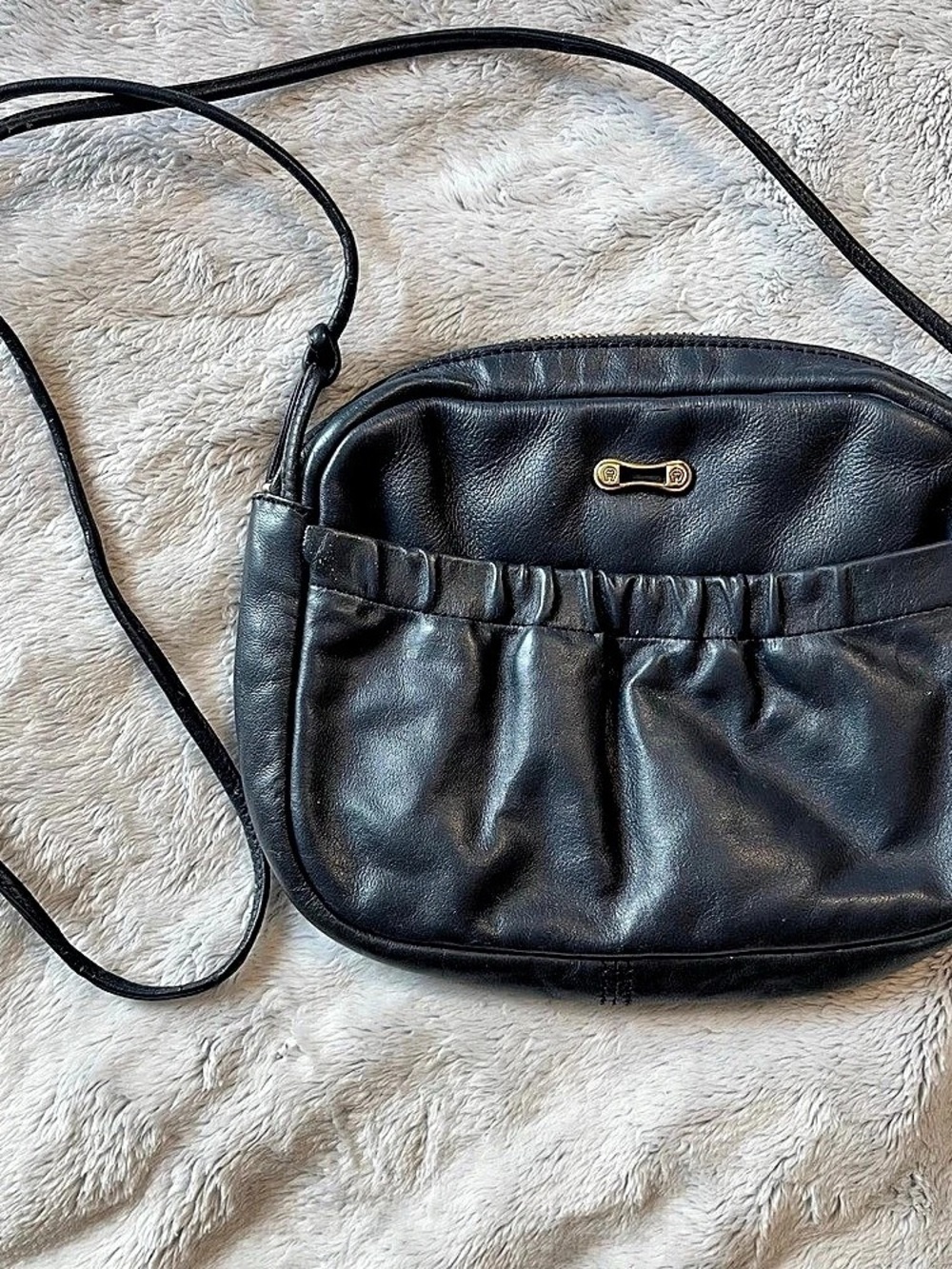 Vintage Etienne Aigner Navy Leather Crossbody Shoulder Bag